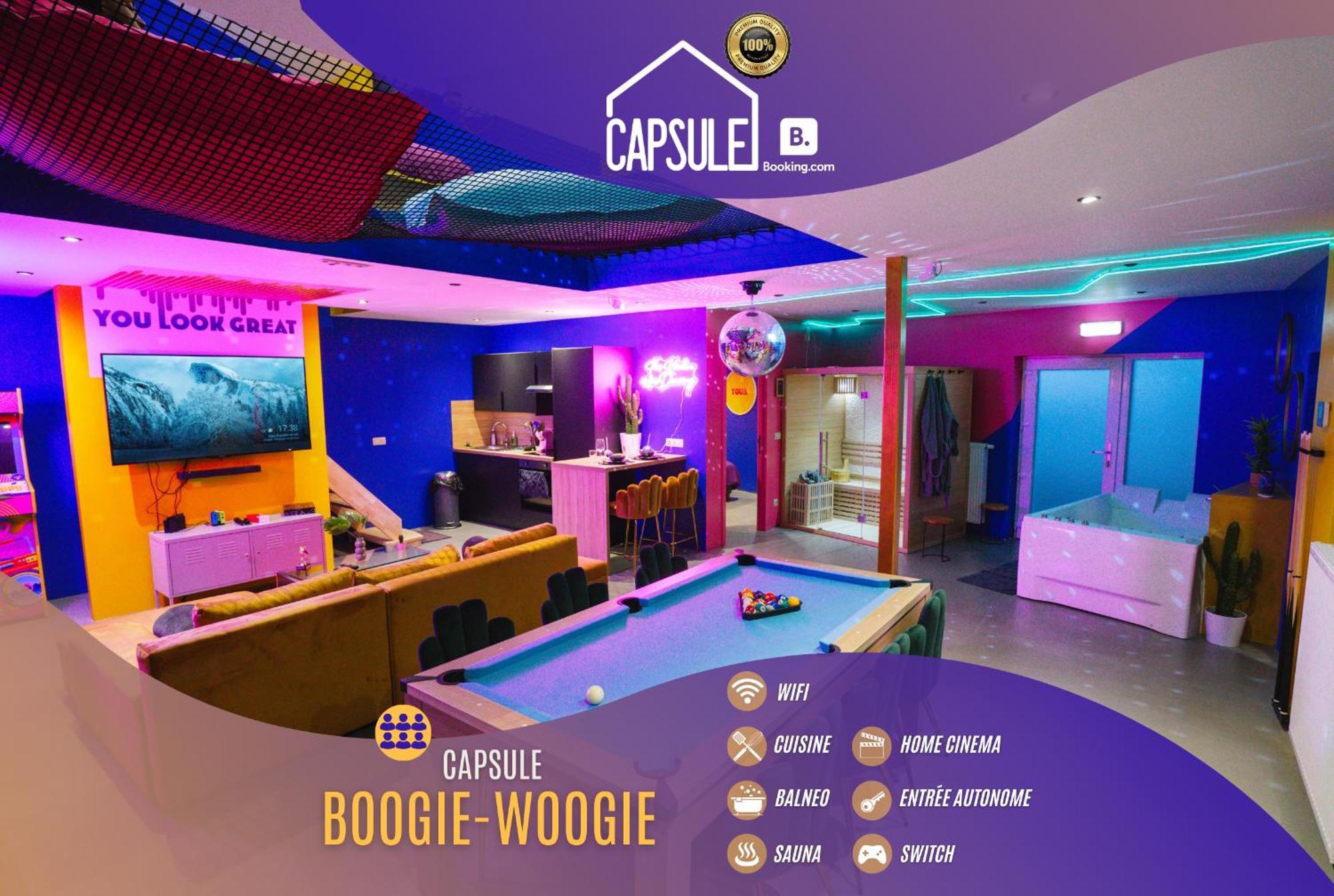 Capsule Boogie-Woogie - Jacuzzi - Sauna - Billard - Jeux - Ecran Geant - Filet Suspendu - Netflix La Louvière Buitenkant foto